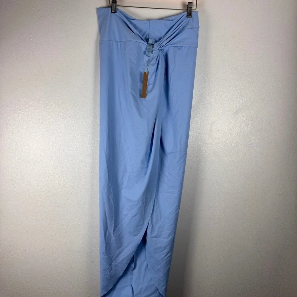 SKIMS Recycled Swim Sarong Skirt Iris Blue Twist Front SW-SKT-0016 NWT Large
